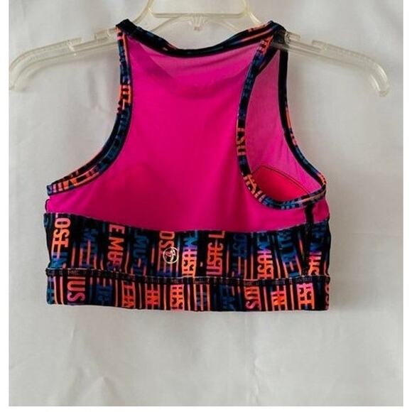 Zumba Wear Neon Pink Mesh Sports Bra and/or Crop Top Graphic Print Size M - Picture 8 of 16